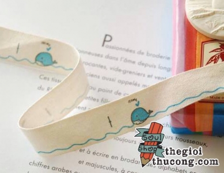 Dây ruybang cotton cá heo xanh biển