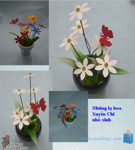 Làm lọ hoa Xuyến Chi từ hoa giấy dập hình