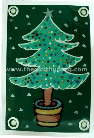 Thiệp cây thông bọc kiếng