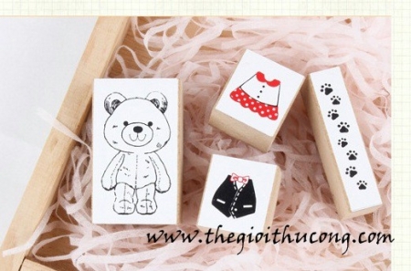Bộ con dấu gỗ gấu 