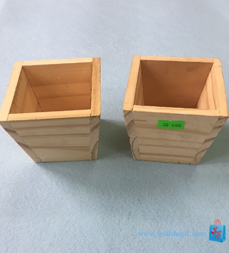 Chậu gỗ vuông vát nhỏ
