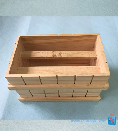 Chậu gỗ chữ nhật bản dày có đai