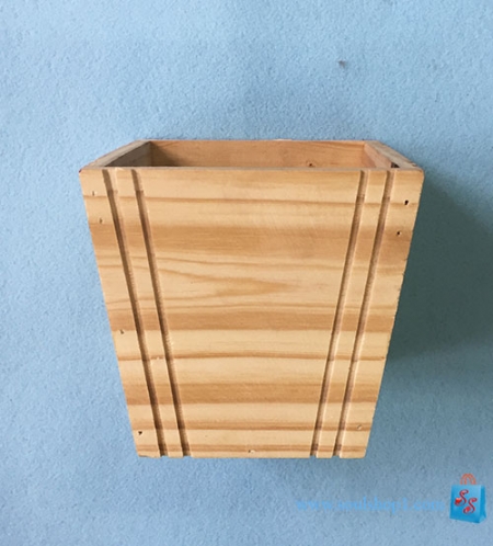 Chậu gỗ vuông vát bản dày