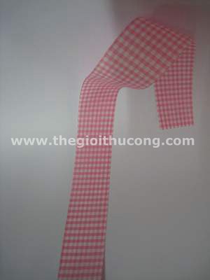 Dây ruybăng caro hồng bản trung 