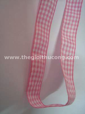 Dây ruybăng caro hồng cao cấp