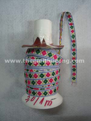Dây ruybăng thổ cẩm trắng caro hồng xanh