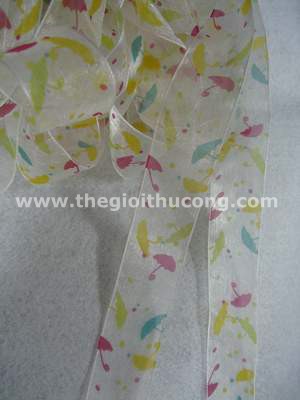 Ruybăng voan trắng cây dù