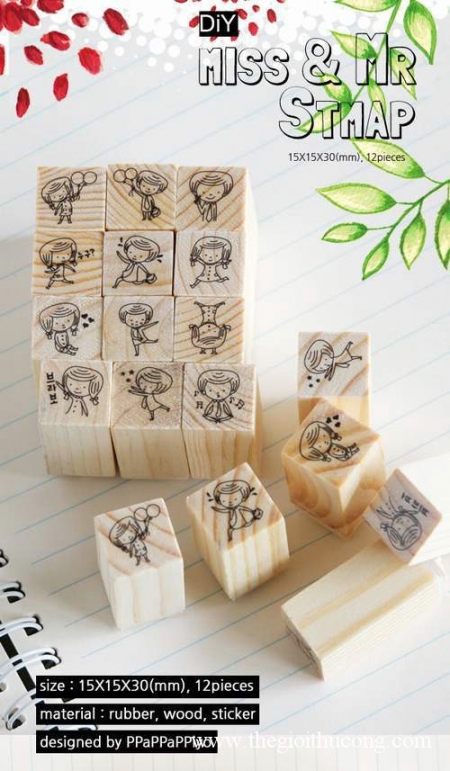 Hộp dấu  gỗ Miss&Mr