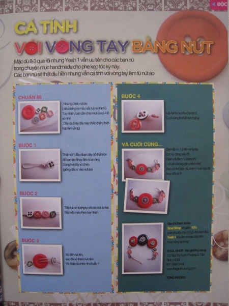 Cá tính với vòng tay bằng nút áo