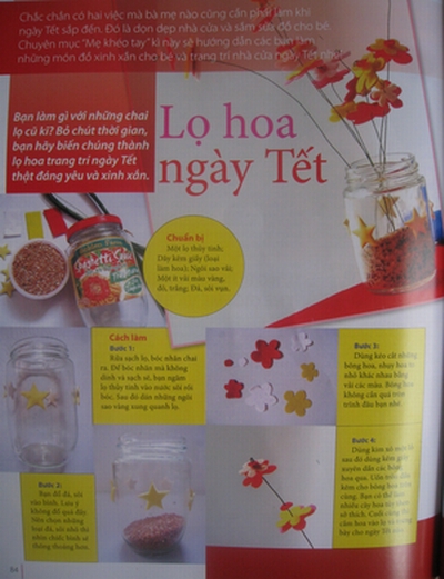 Cách làm Lọ Hoa Ngày Tết từ vải nỉ và lọ thủy tinh