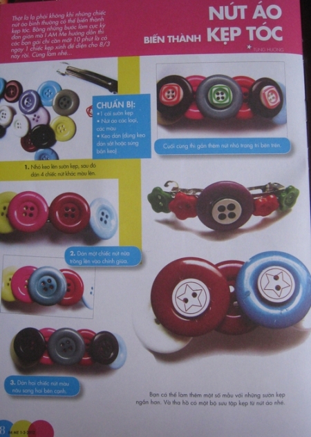 Nút áo biến thành kẹp tóc