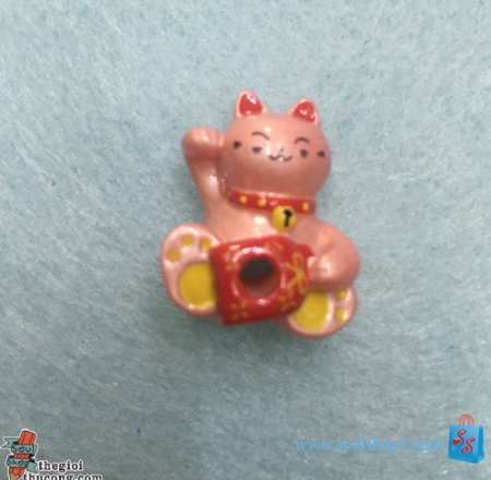 Lục lạc bằng sứ - M10: Mèo thần tài-hồng