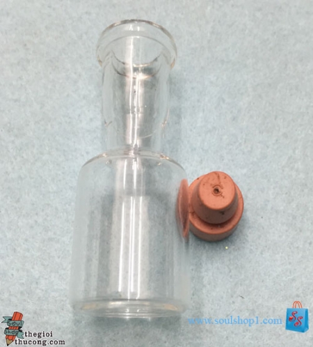 Hũ thủy tinh Ø 22mm, cao 5,5 cm, nút cao su cổ phễu - PL117