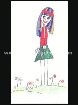 Thiệp cô bé và vườn hoa