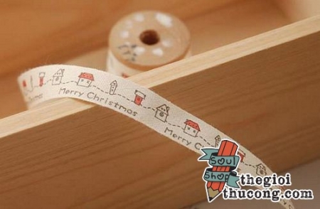Dây ruybang cotton nhà đỏ xmas
