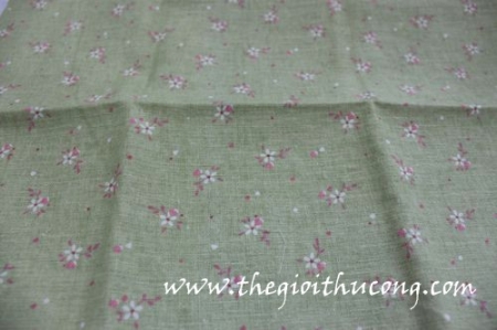 Vải vintage xanh hoa văn nhỏ