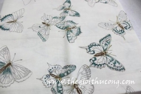 Vải vintage bướm xanh