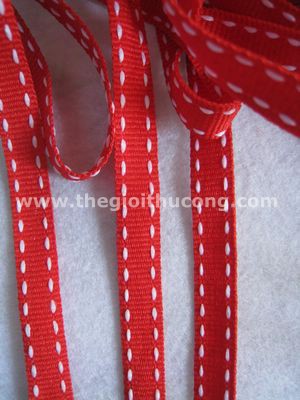 Dây Ruybăng đỏ viền chỉ trắng 
