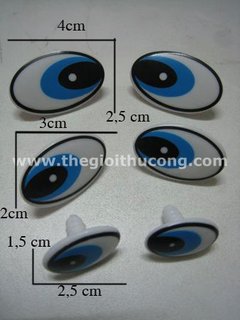 Mắt nhựa trắng hình oval