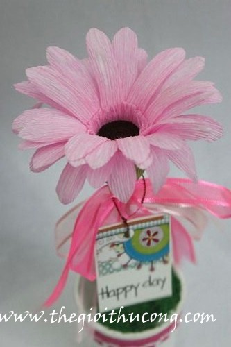 Chậu hoa cúc Happy day từ giấy nhún