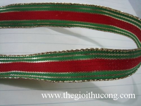 Ruybăng giáng sinh xanh đỏ viền kẽm