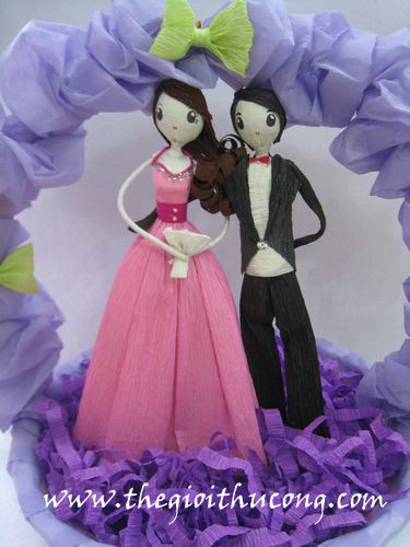 Búp bê đôi giỏ ( hồng- tím)