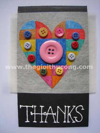 Thiệp thanks trái tim nút