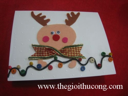 Cách làm thiệp Tuần Lộc Cầm đèn Giáng Sinh