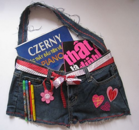 Túi vải jeans từ quần jeans cũ