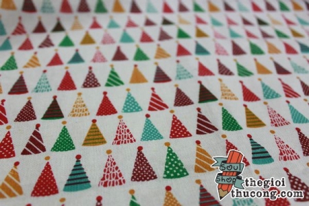 Vải vintage 26 -cây thông nhiều màu
