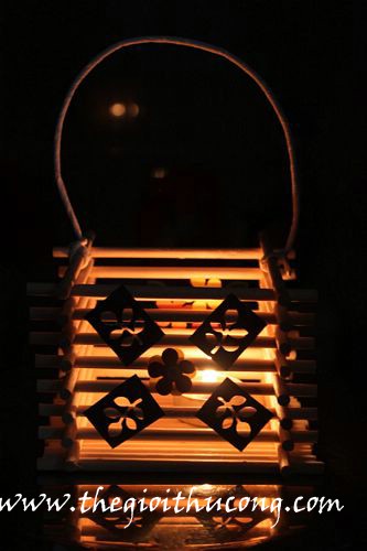 Lồng đèn que kem 4 mặt hoa chìm nổi