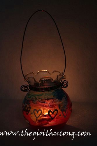 Lồng đèn thủy tinh bèo treo