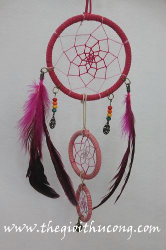Dreamcatcher mẫu 15 ( hồng 3 vòng)