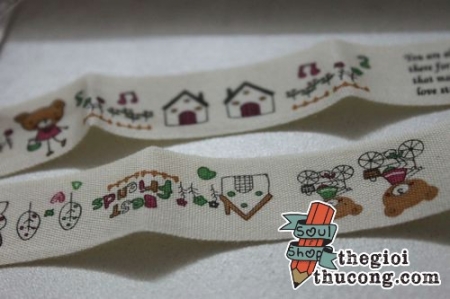 Dây ruybang cotton Gấu hoa