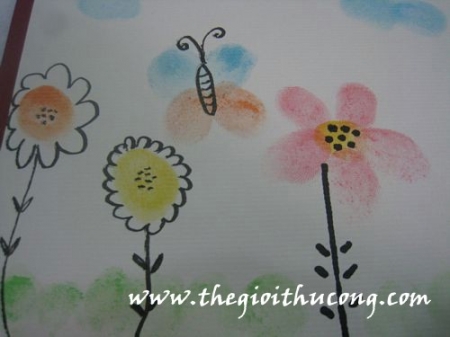 Bức tranh hoa cỏ từ vân tay